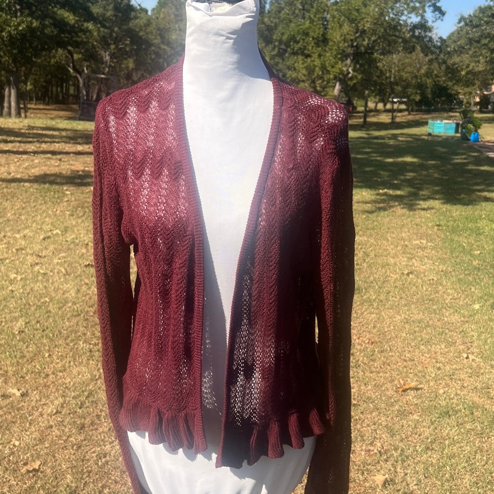 Knox Rose | Maroon Open-Front Cardigan…..101B